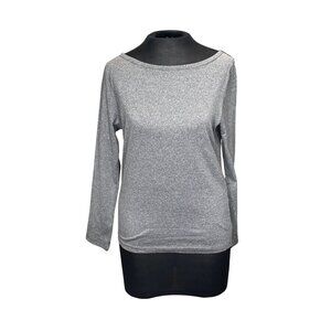 Shein L Silver Shimmer Long Sleeve Womens Top Polyester/Elastane